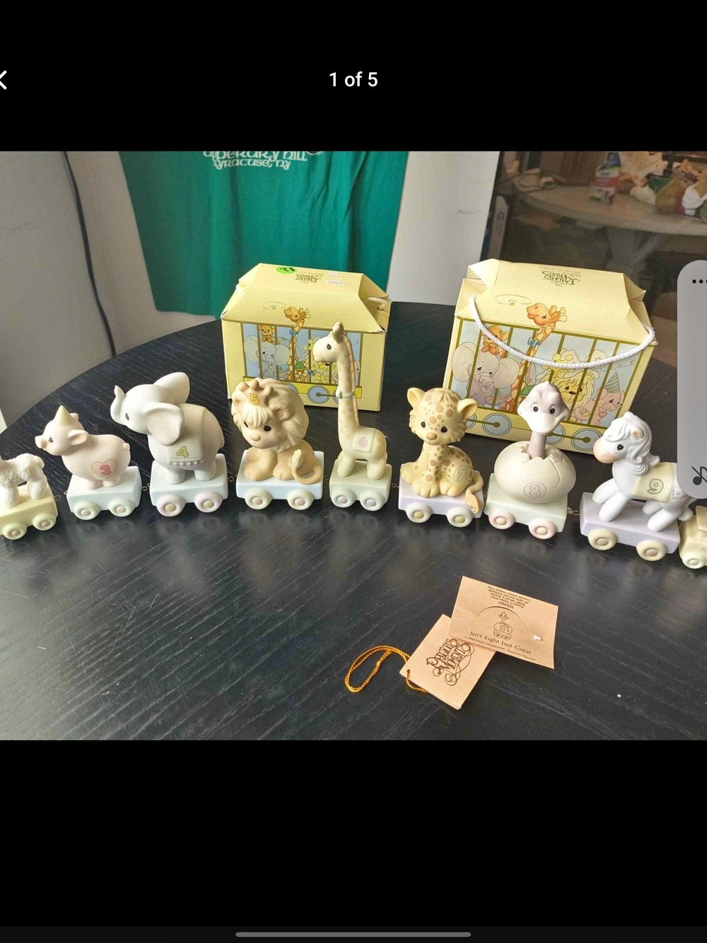 Precious Moments Pastel Cream Animal Train with Yellow Boxes